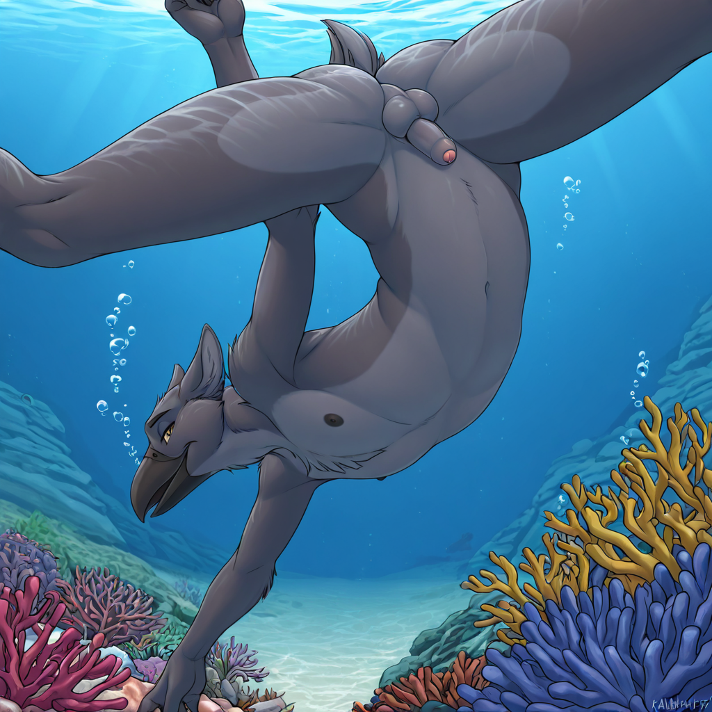 Crow Swimming Underwater