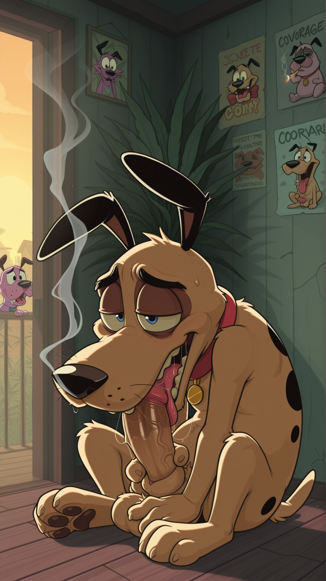 Courage the Cowardly Dog Stoner Portrait Marijuana
