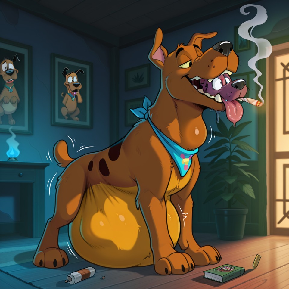 Courage the Cowardly Dog and Scooby-Doo Sharing a Joint Male/Male