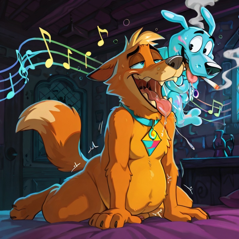 Courage the Cowardly Dog in Psychedelic Vore Scene
