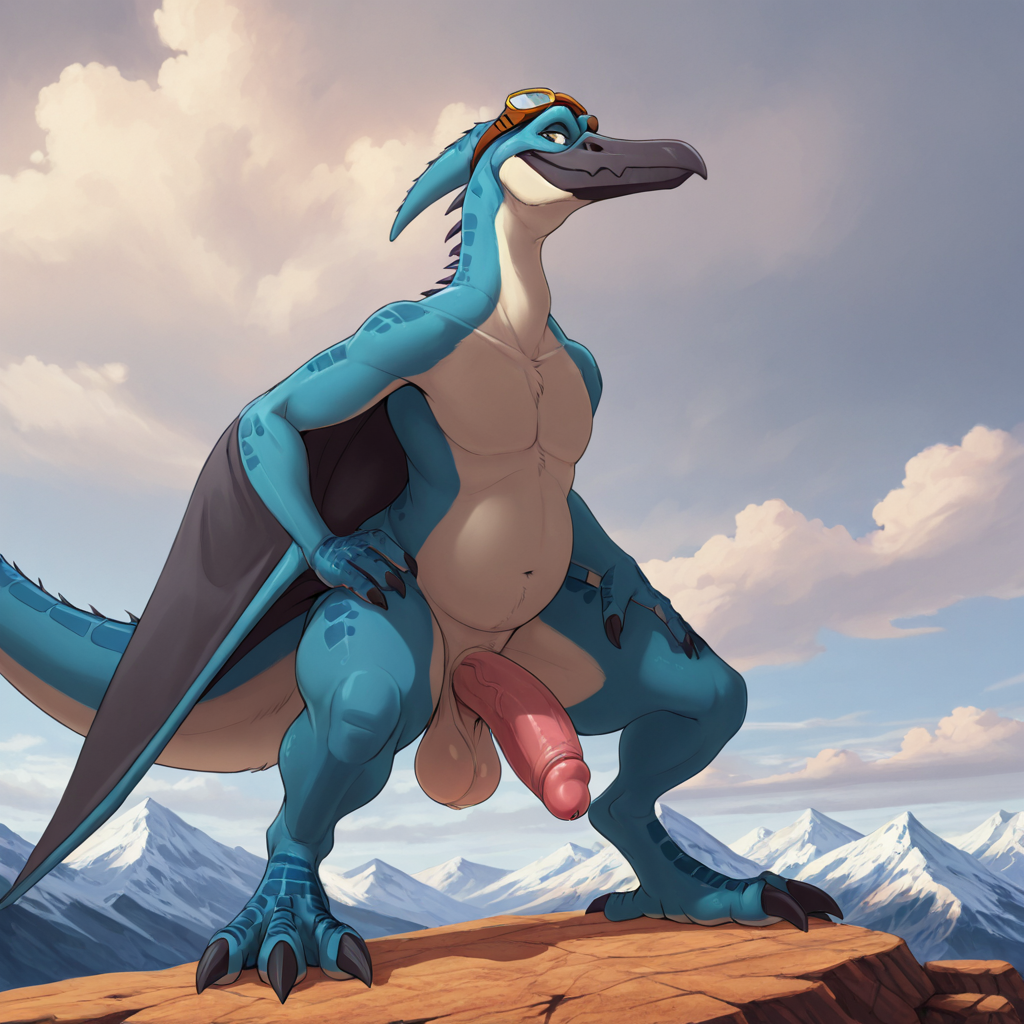 Pteranodon Dinosaur with Spiked Penis and Goggles