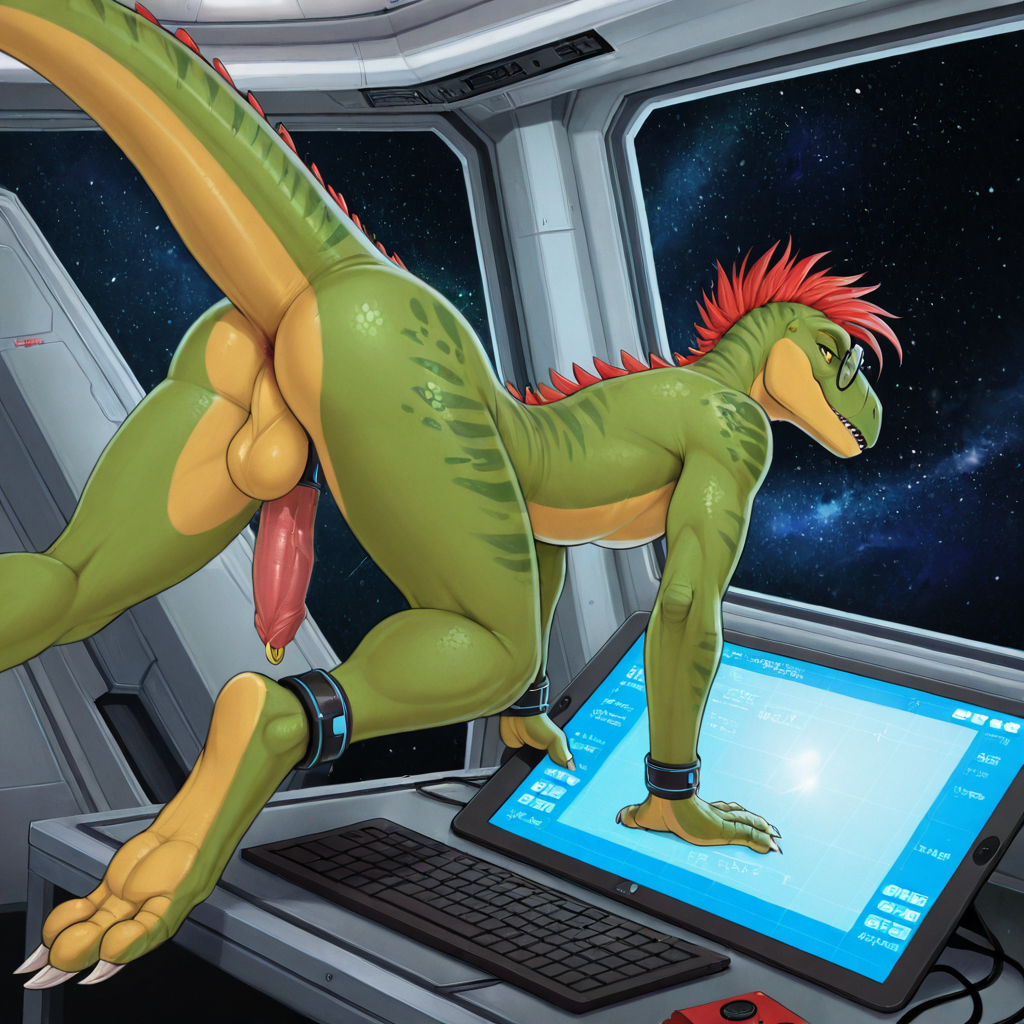 Astronaut Dinosaur in Space Station