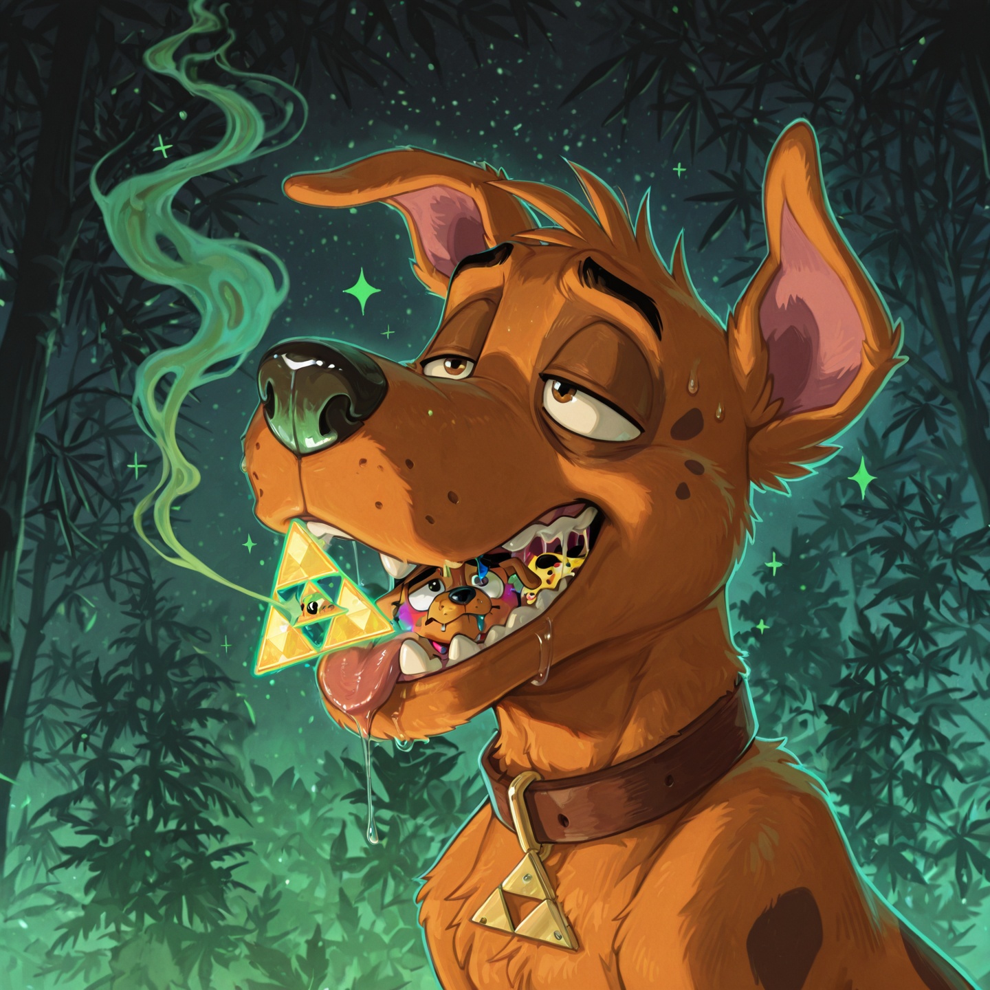Courage the Cowardly Dog in Neon Psychedelic Wonderland