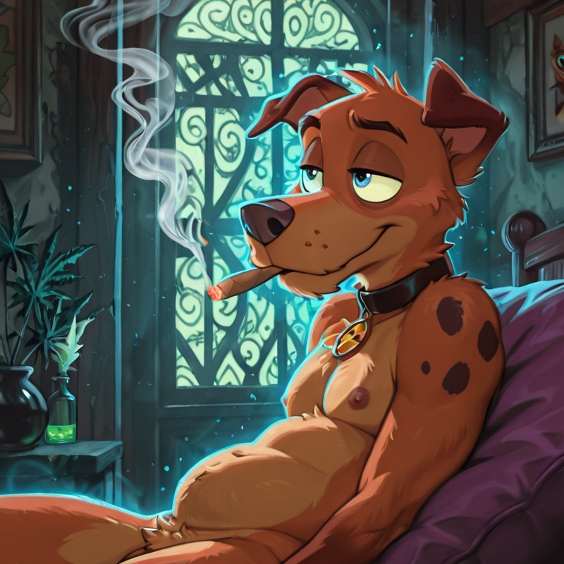 Stoned Courage the Cowardly Dog Smoking Marijuana