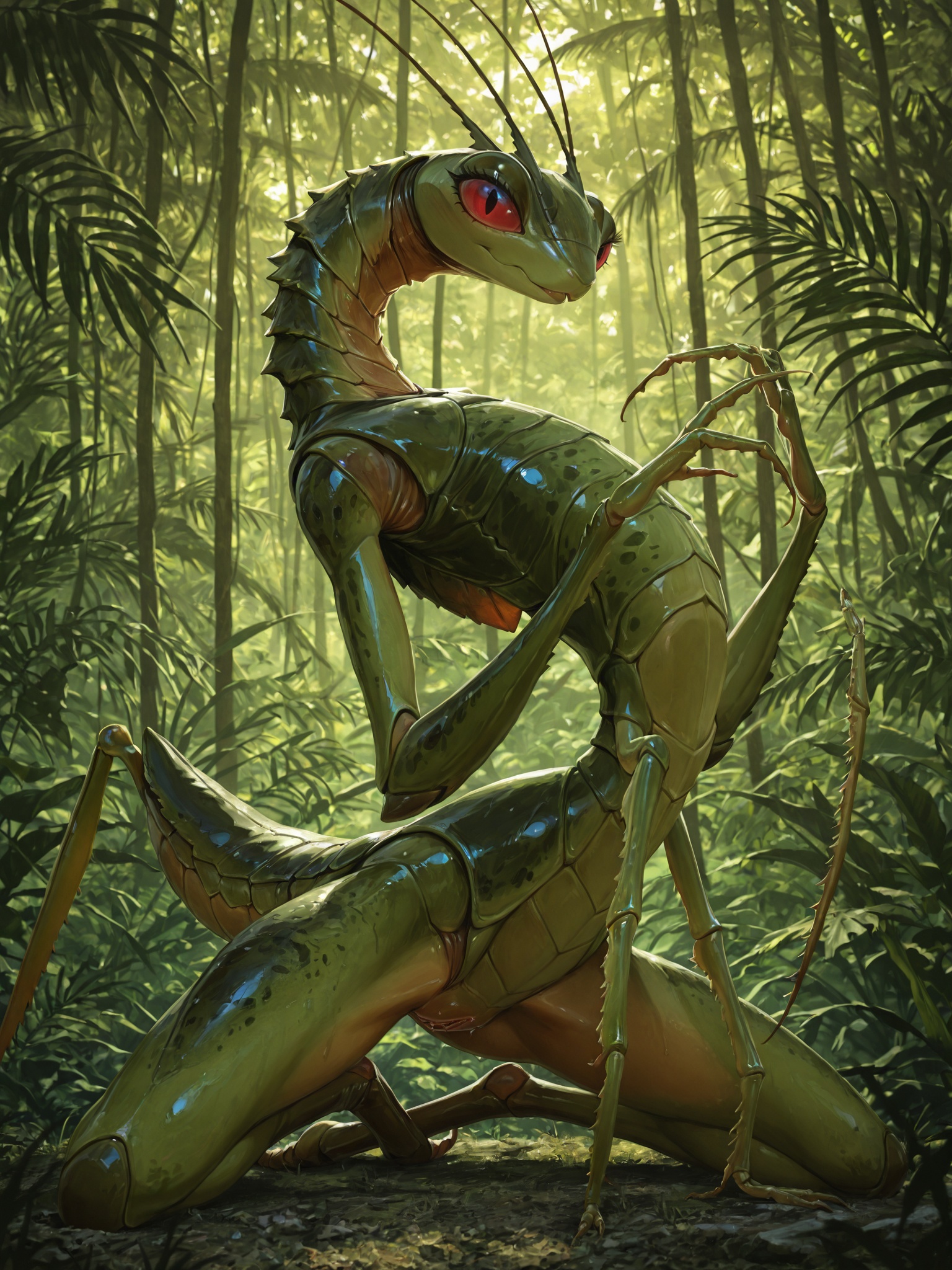 Mantis Monster in Jungle Setting