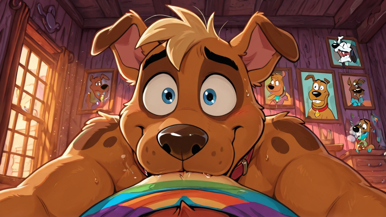 Anthro Courage Fox Being Swallowed by Scooby Doo