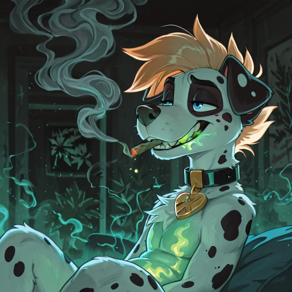 Anthro Fox Courage with Glowing Dalmatian Fur