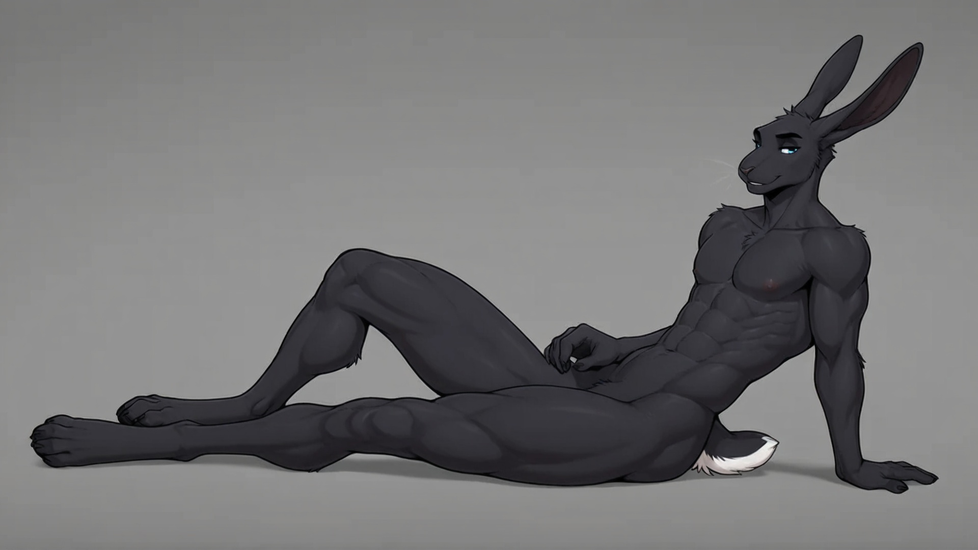 Muscular Black Jackrabbit Anthro Portrait