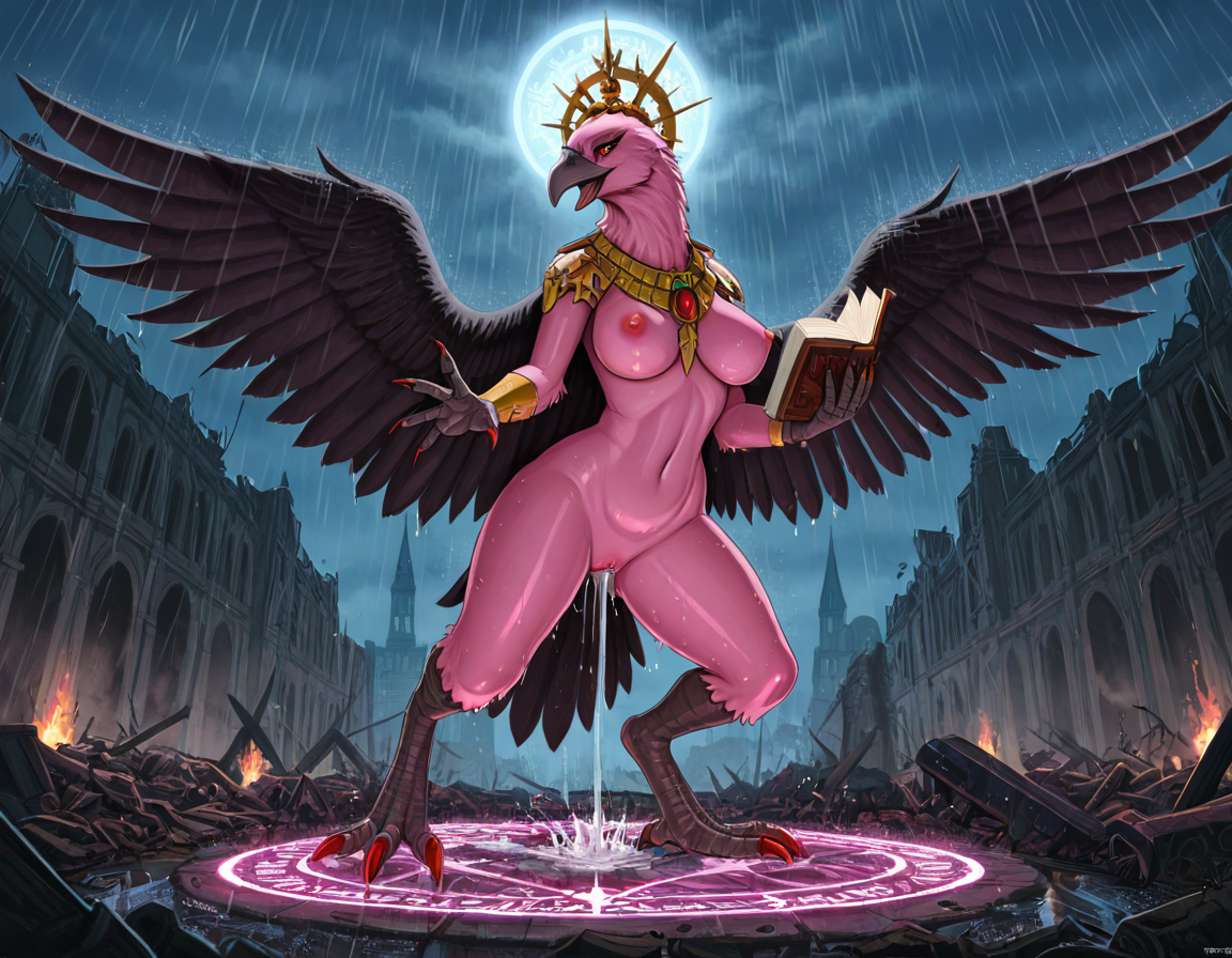 Tzeentch's Avian Sorceress in Ruined Cathedral