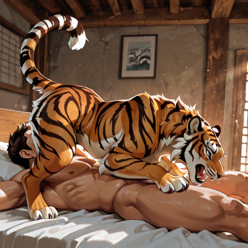 Tiger and Human Bedroom Encounter