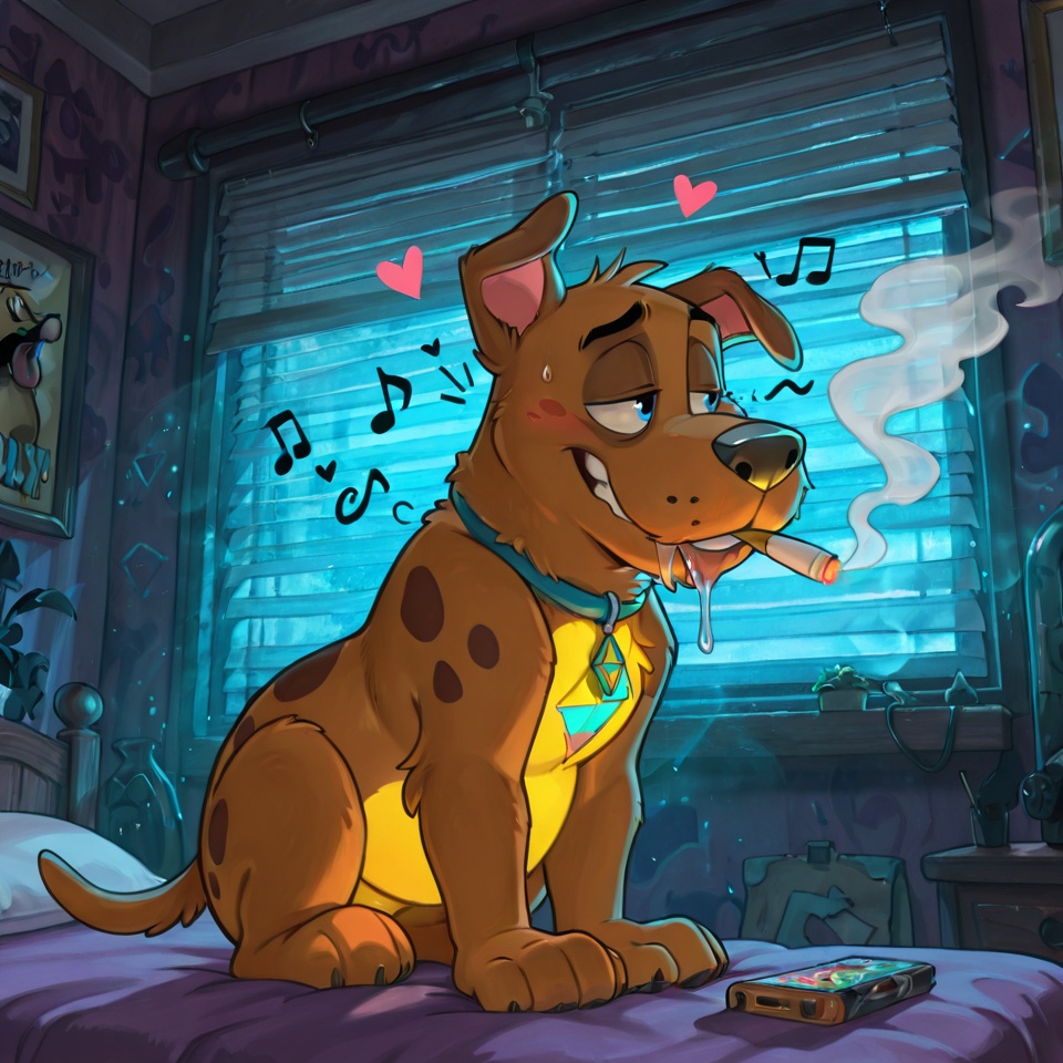 Courageous Anthro Duo in Neon Rainbow Scene