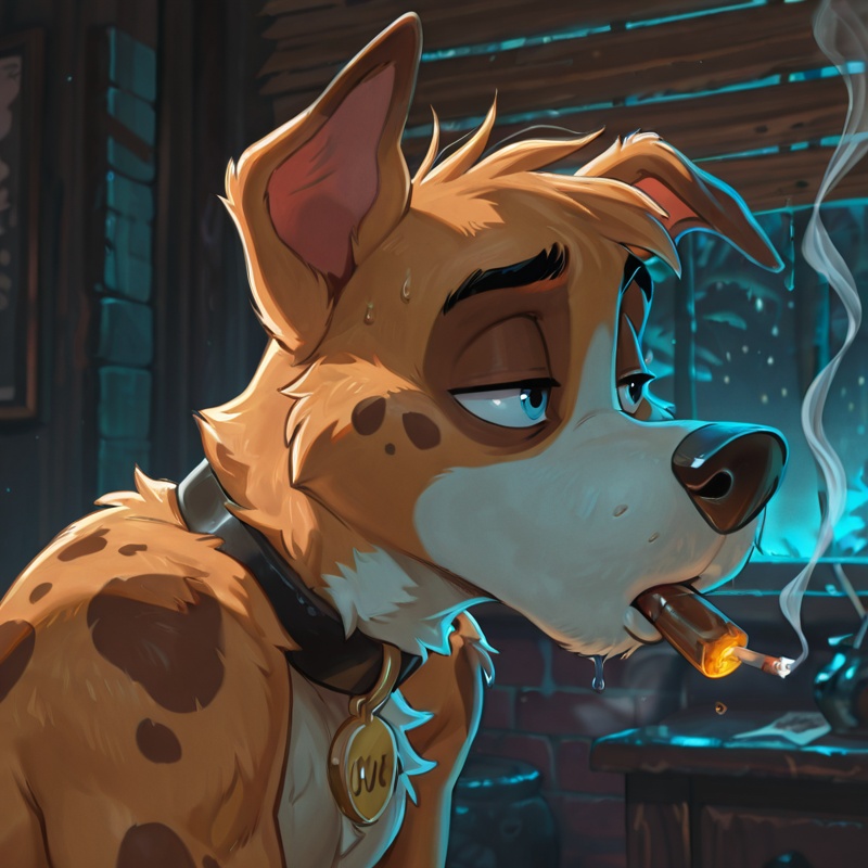 Anthro Courage-Fox Smoking Marijuana