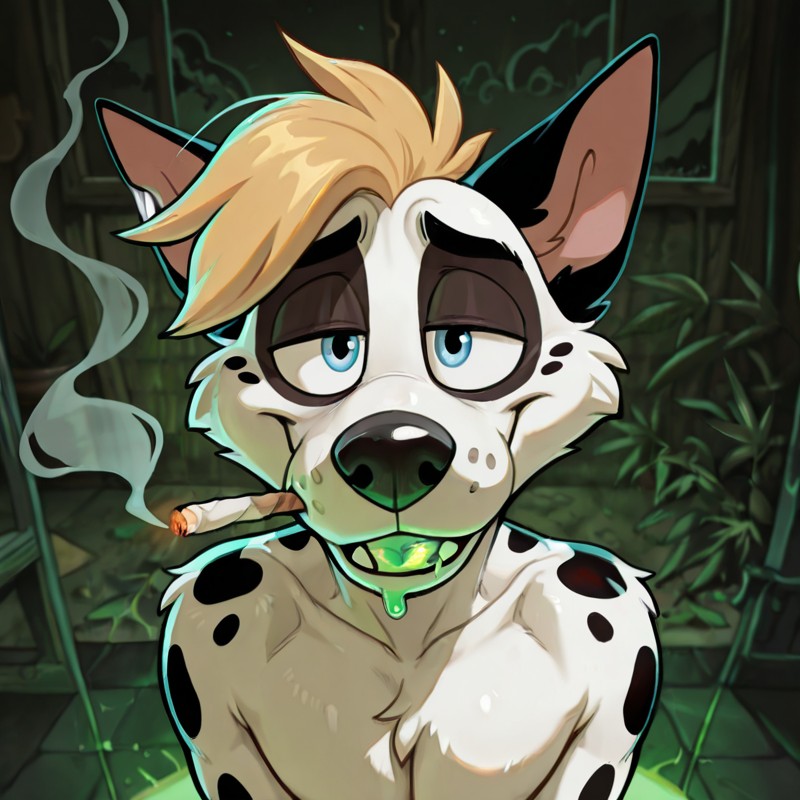 A Chubby Anthro Otter Smoking in the Dark