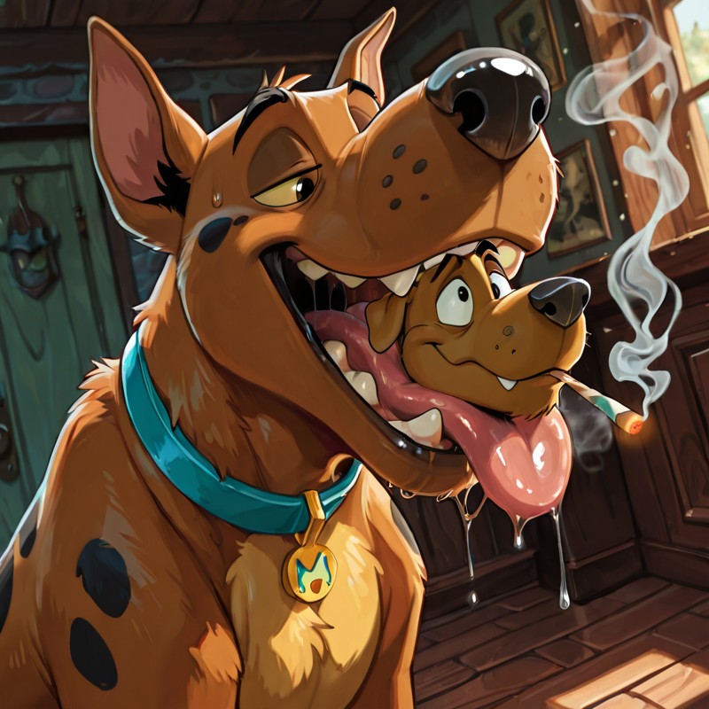 Scooby and Courage Sharing a Hazy Afternoon