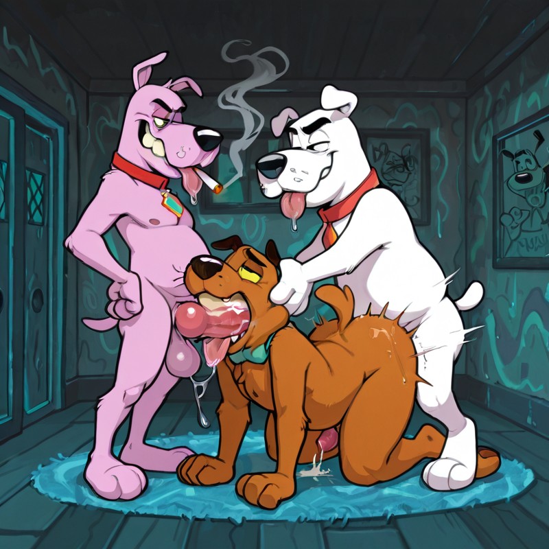 Anthro Dog-Fox-Wolf-Otter in Sensual Marijuana Scene