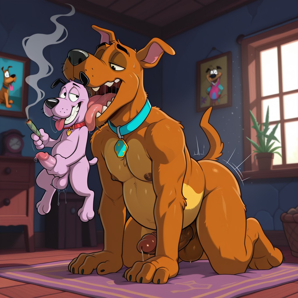 Two Cartoon Dogs in a 90s Alley