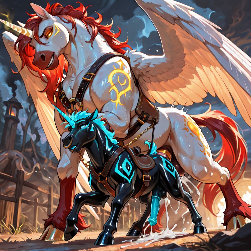 Unicorn Duo in Magical Forest Encounter