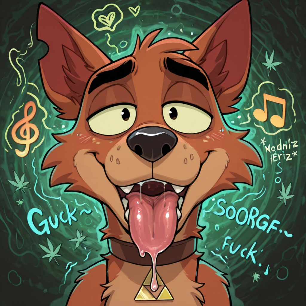Anthro Stoner Fox Hypnotized by Neon Swirls