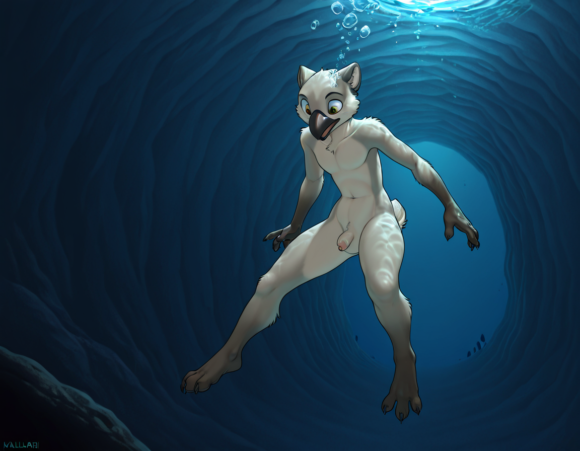 Crow in Underwater Cave