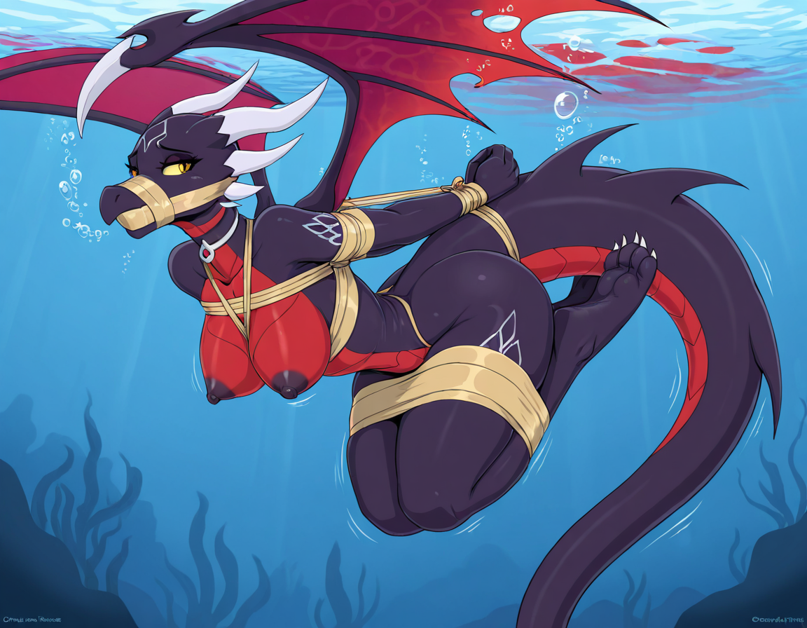 Cynder the Dragoness Bound Underwater