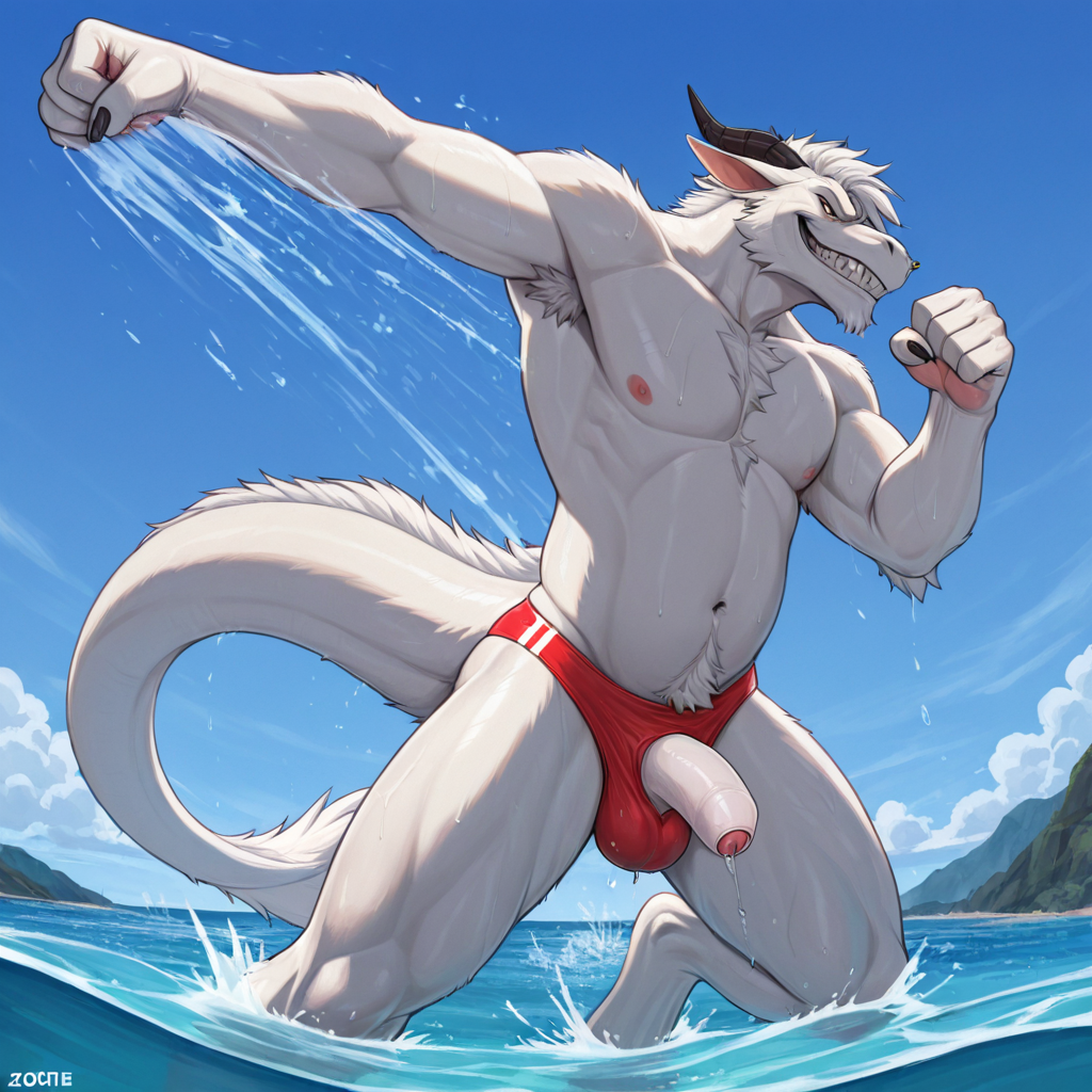 Mythical Dragon by Ocean Waves