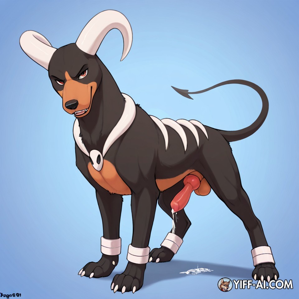 Houndoom Standing in a Forest Clearing