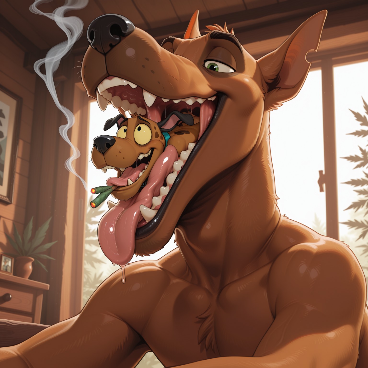 Scooby and Courage Share a Hazy Moment in the Moonlight