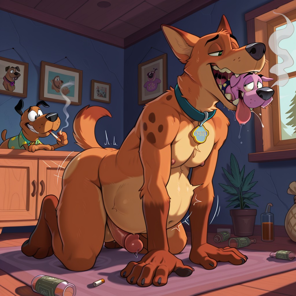 Courage the Cowardly Dog and Scooby Doo Sharing a Smoke Male/Male