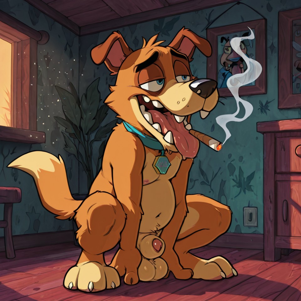 Courage the Cowardly Dog Stoner Portrait 90s Toon Style