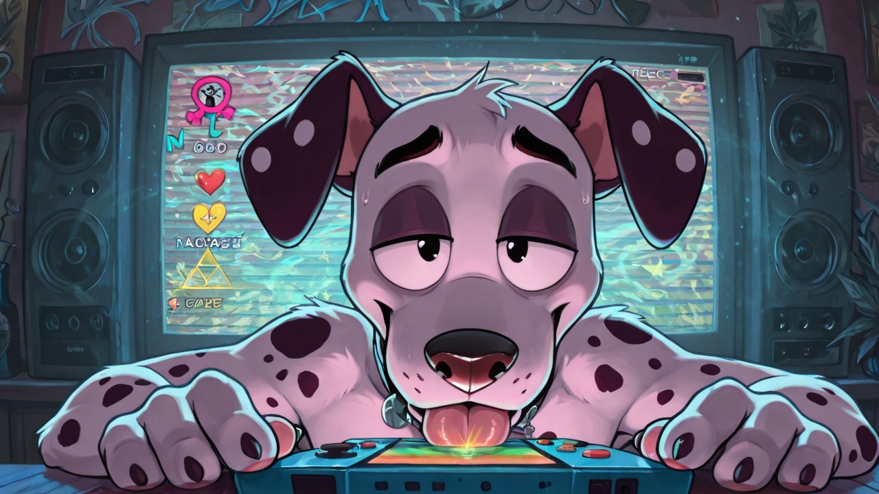 Anthro Stoner Dog with Hypnotic Swirls