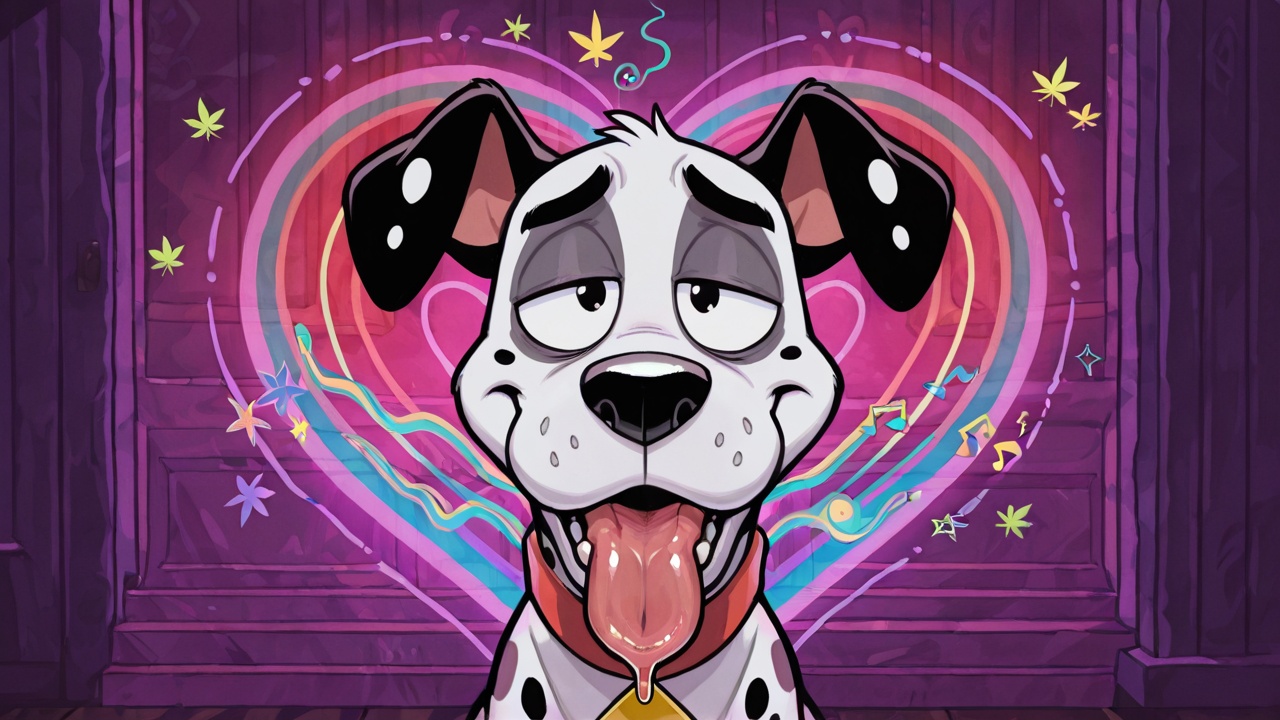 Anthro Dog Hypnotized by Neon Swirls
