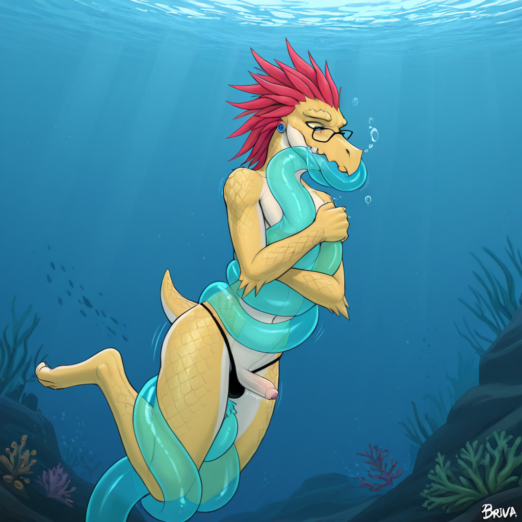 Alien Creature Embracing Tentacles Underwater