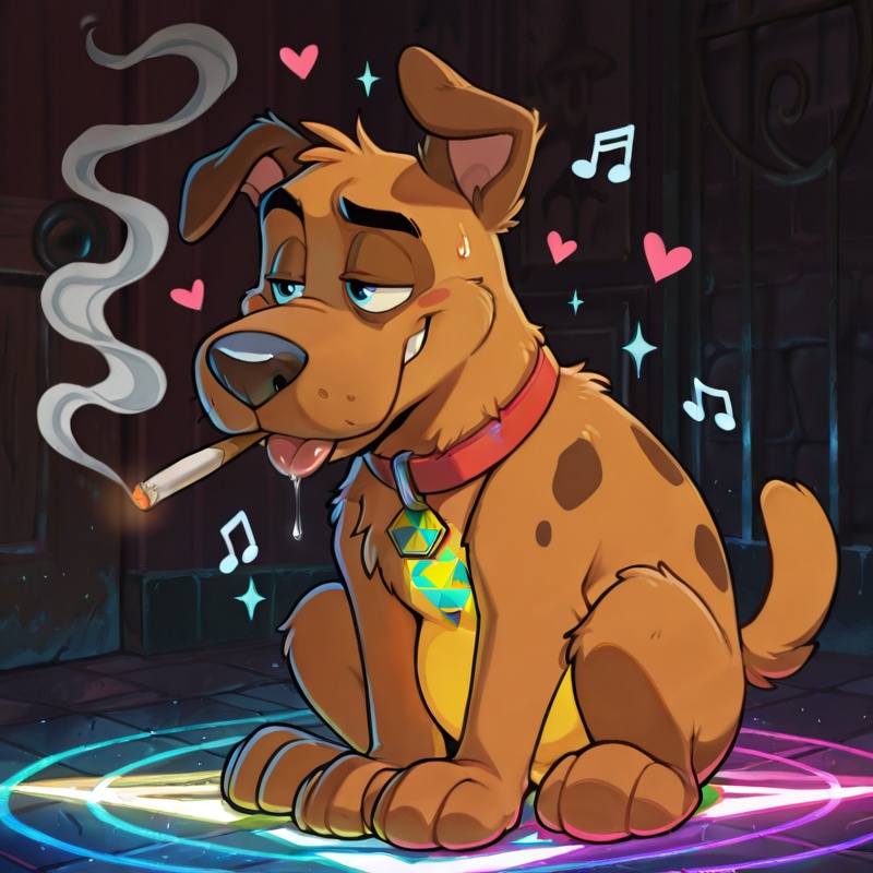 Courageous Canine in Hypnotic Rainbow Fur