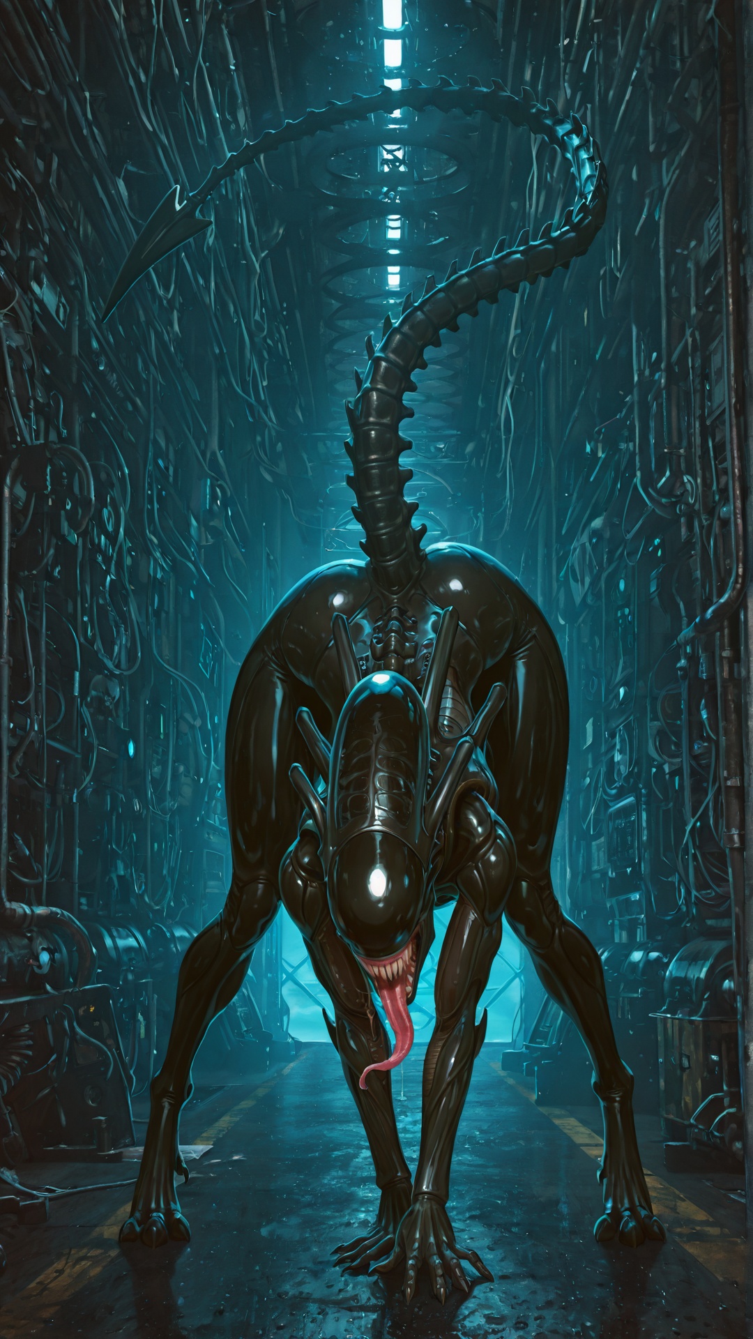 Alien Beast in Submarine Corridor