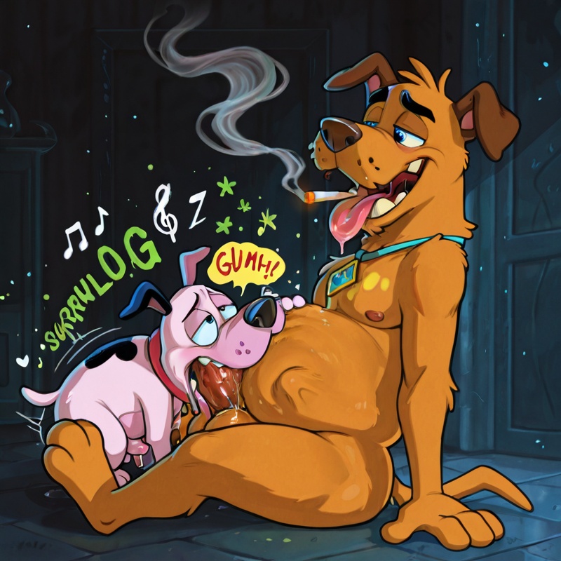 Courage the Cowardly Dog in Rainbow Vore Orgy