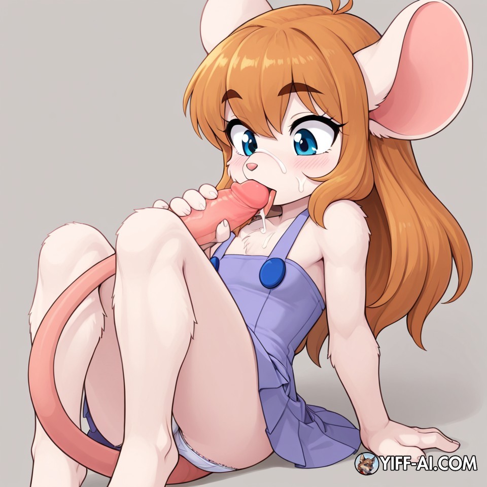 A Kawaii Mouse Femboy in Lacy White Panties