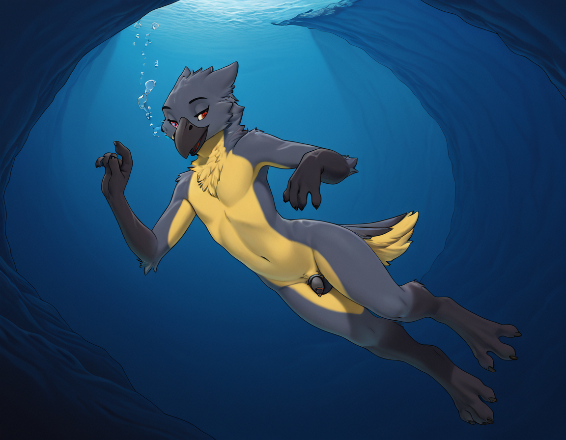 Crow in Underwater Cave