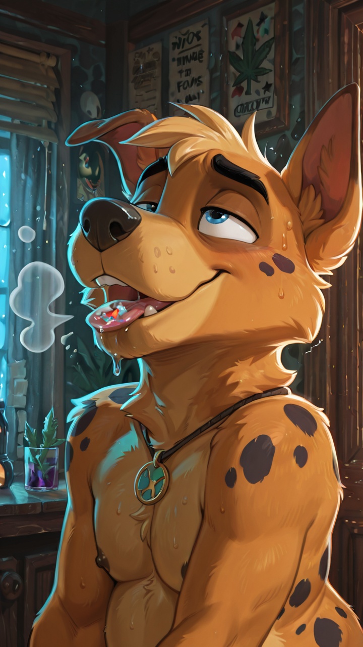 Anthro Courage Fox in Neon Rainbow Fur