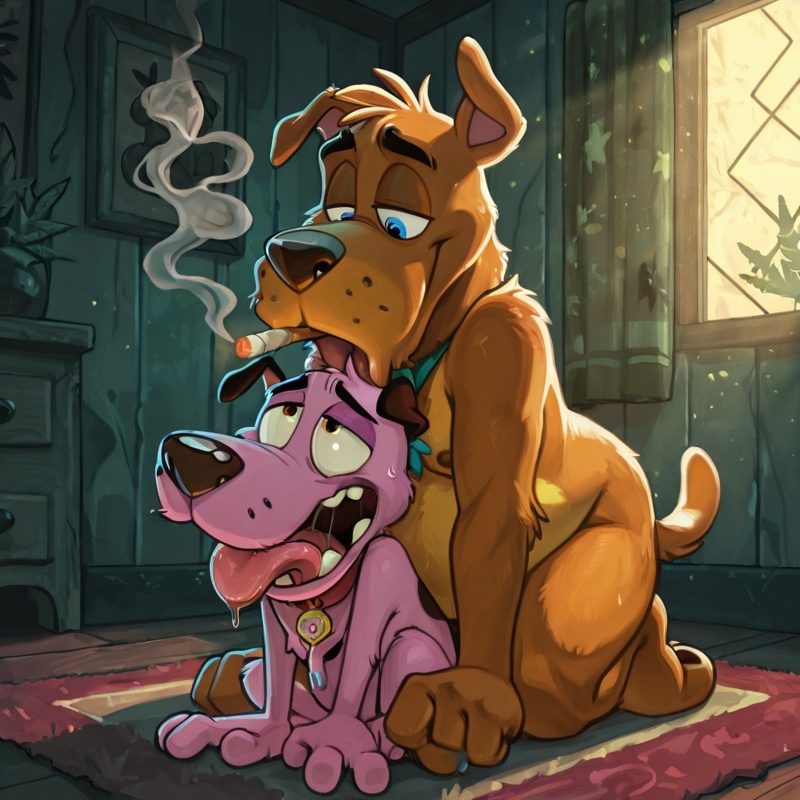 Courage the Cowardly Dog as a Laid-back Anthro Male