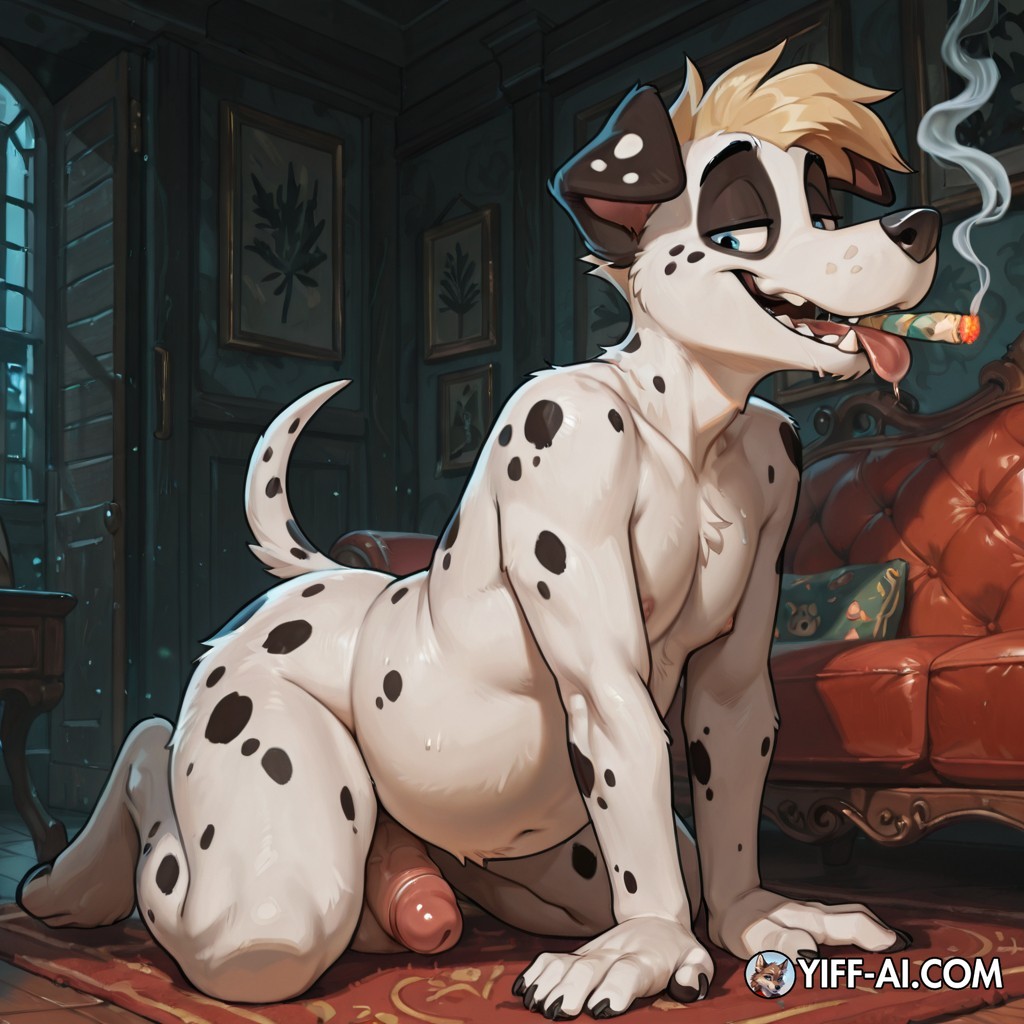 Anthro Dalmatian Smoking Marijuana