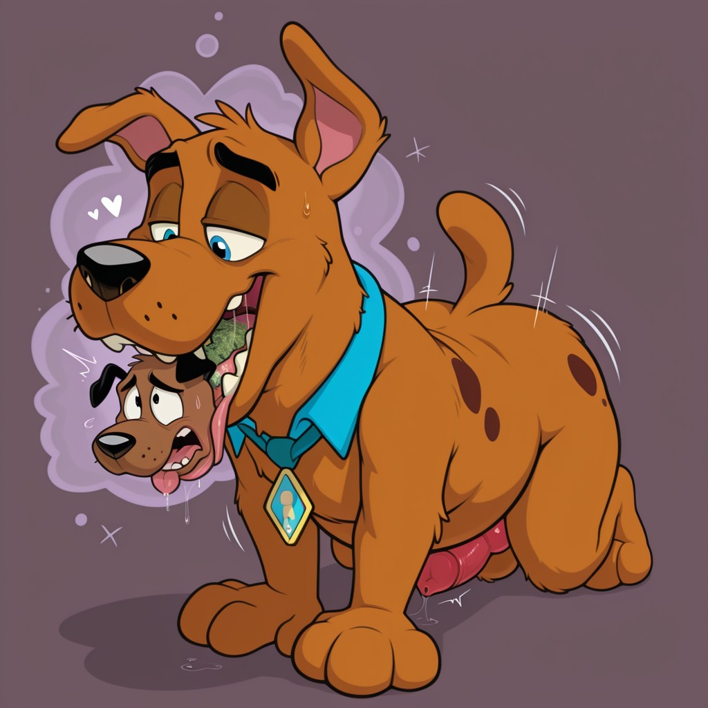Two Toony Dogs in a Romantic Embrace