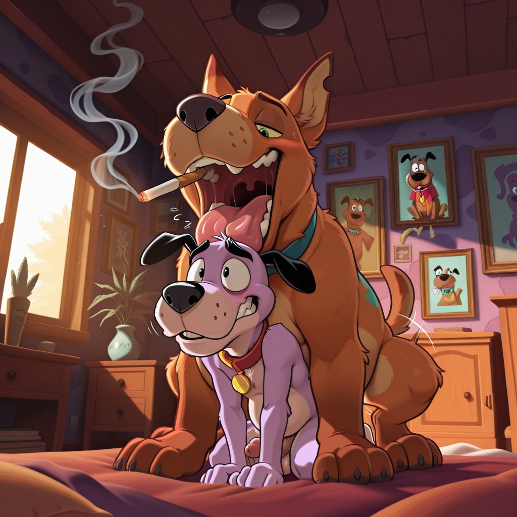 Courage the Cowardly Dog and Friends in a Cartoon Gathering