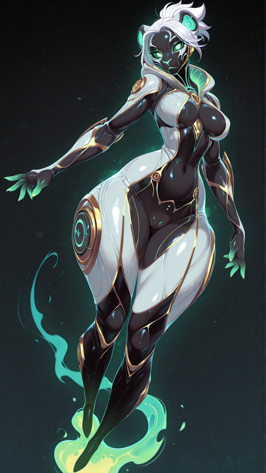 Ghostly Green Spirit in Warframe Coven Skin