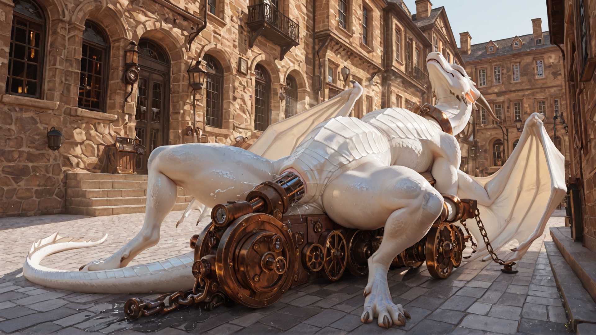 Dragon Bound in Victorian Courtyard