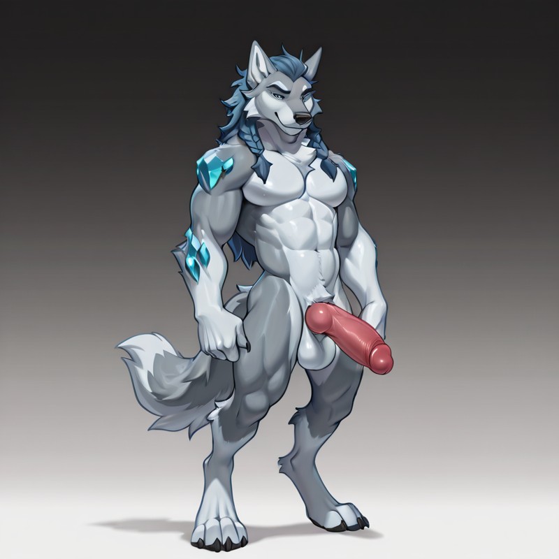 Timberwolf With Sapphire Braid Poses Confidently