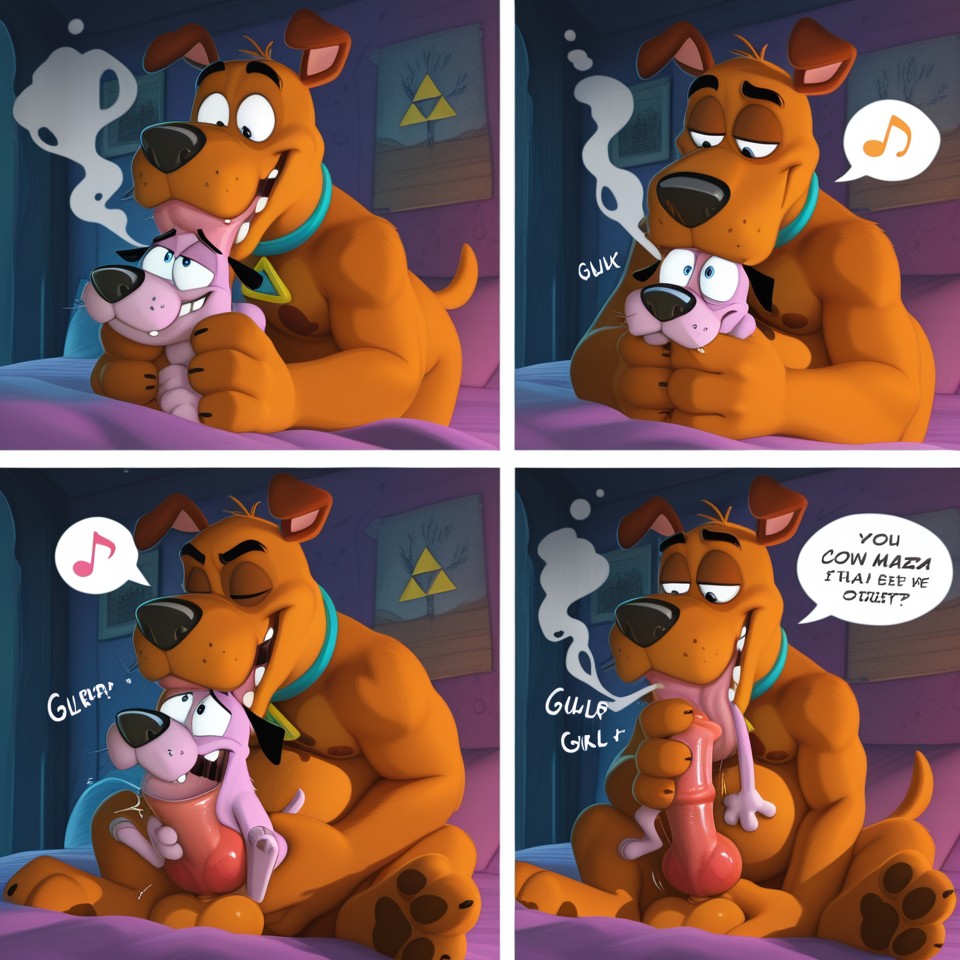 Anthro Courage the Cowardly Dog in Forest Clearing 3d