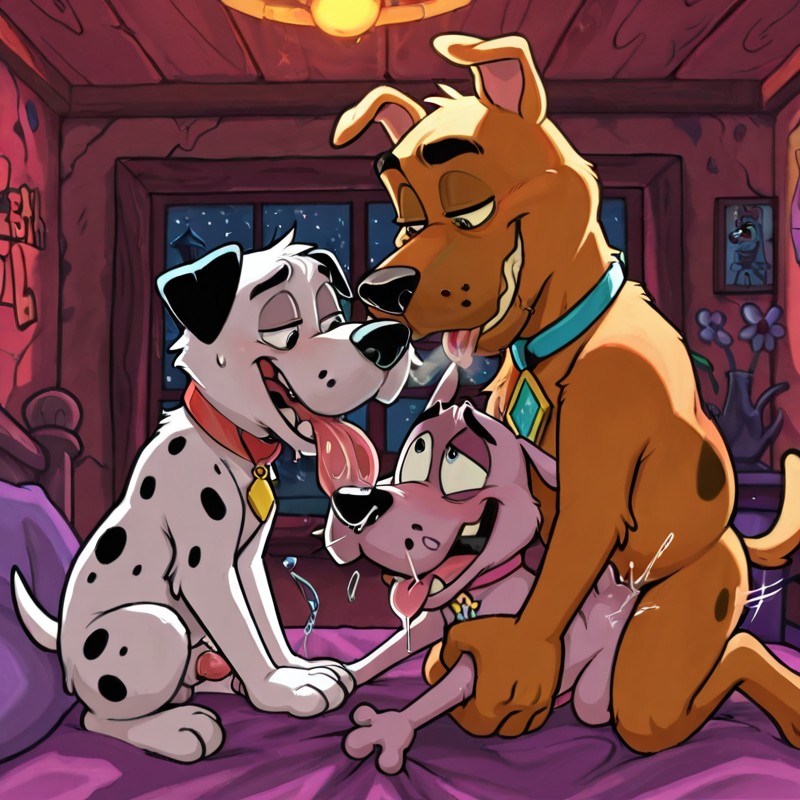 Courage the Cowardly Dog in Romantic Embrace