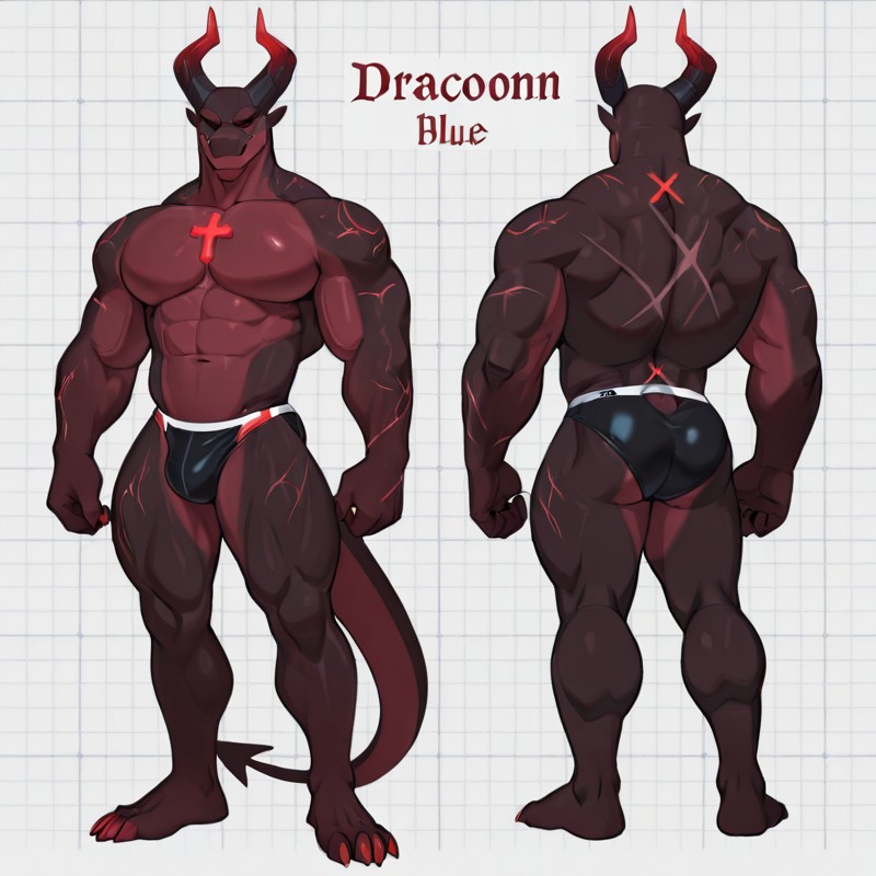 Dragon Character Sheet Two-Tone Crimson and Cyan