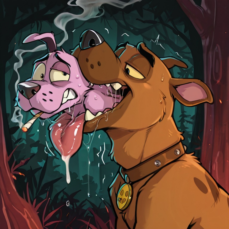 Courage the Cowardly Dog High on Marijuana Anthro