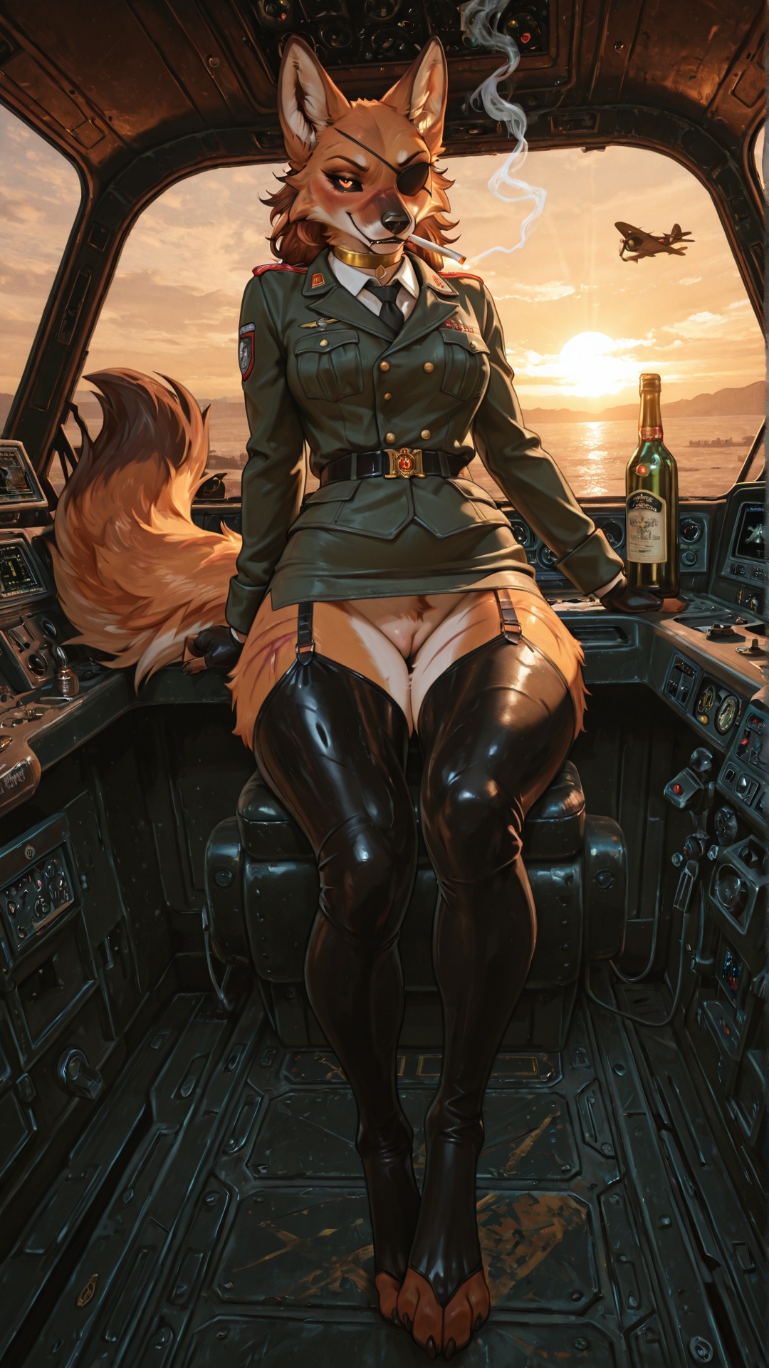Maned Wolf Pilot in WWII Cockpit